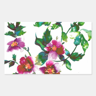 Sticker Rectangulaire Élégant roses floraux de magenta rose