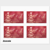 Sticker Rectangulaire Élégant Rouge & Or Noel Mariage Favor Balise (Feuille)
