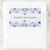 Sticker Rectangulaire Elégant Royal Bleu Et Blanc Damas & Fils (Sac)