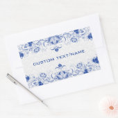 Sticker Rectangulaire Elégant Royal Bleu Et Blanc Damas & Fils (Enveloppe)