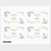 Sticker Rectangulaire Elégant Rustique Dusty Fleurs blanches aquarelle o (Feuille)
