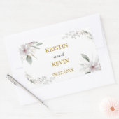 Sticker Rectangulaire Elégant Rustique Dusty Fleurs blanches aquarelle o (Enveloppe)