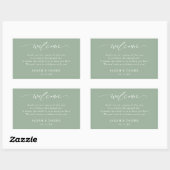 Sticker Rectangulaire Elégant Sage Green Mariage Bienvenue Cadeau (Feuille)