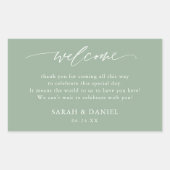 Sticker Rectangulaire Elégant Sage Green Mariage Bienvenue Cadeau (Devant)