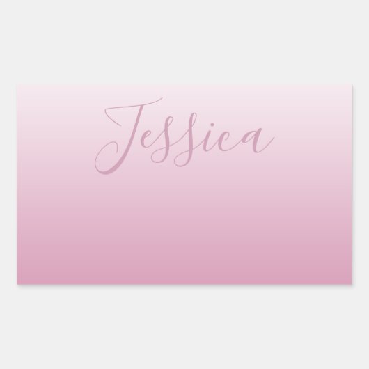 Sticker Rectangulaire Élégant script et rose modifiable (n'importe quell (Devant)