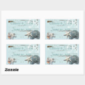 Sticker Rectangulaire Elegant Seashells Beach Mariage Papeterie (Feuille)