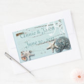 Sticker Rectangulaire Elegant Seashells Beach Mariage Papeterie (Enveloppe)