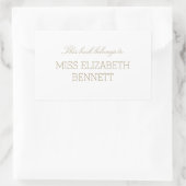 Sticker Rectangulaire Elegant Simple Gold Name Plaque (Sac)