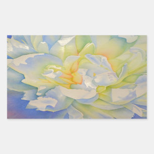Sticker Rectangulaire Elégante aquarelle fleurie de pivoine blanche