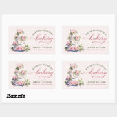Sticker Rectangulaire Elégante Aquarelle rose pâtisserie florale (Feuille)