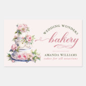 Sticker Rectangulaire Elégante Aquarelle rose pâtisserie florale (Devant)