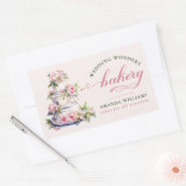 Sticker Rectangulaire Elégante Aquarelle rose pâtisserie florale (Enveloppe)