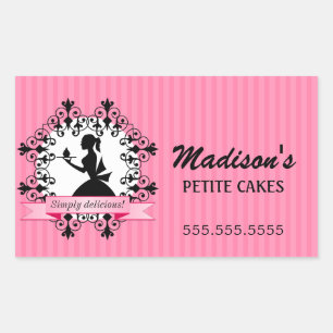 Sticker Rectangulaire Élégante boulangerie Cupcake Lady Silhouette rose
