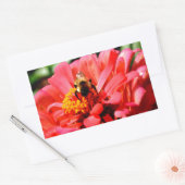 Sticker Rectangulaire Elégante corail rouge floral mignonne bourdon bee (Enveloppe)