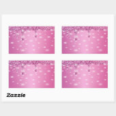 Sticker Rectangulaire Élégante coulée de paillettes rose chaud (Feuille)