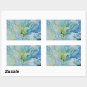 Sticker Rectangulaire Elégante couleur bleue turquoise florale (Feuille)