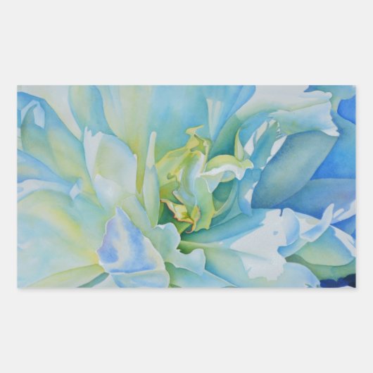 Sticker Rectangulaire Elégante couleur bleue turquoise florale (Devant)