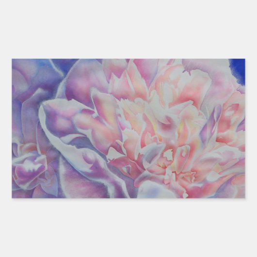 Sticker Rectangulaire Elégante couleur rose blanc pastel aquarelle flora (Devant)