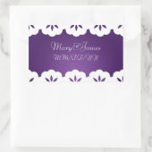Sticker Rectangulaire Elégante Date de Mariage Blanche dentelle pourpre (Sac)