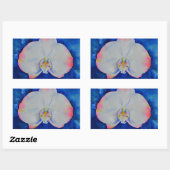 Sticker Rectangulaire Elégante orchidée d'aquarelle blanche rose (Feuille)