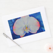 Sticker Rectangulaire Elégante orchidée d'aquarelle blanche rose (Enveloppe)
