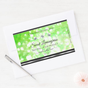 Sticker Rectangulaire Elégante Parties scintillant verte Produits Étique