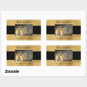 Sticker Rectangulaire Élégante Soirée Noire Gold Party Grand (Feuille)