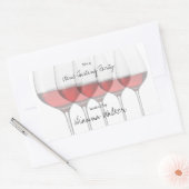 Sticker Rectangulaire Élégantes Lunettes de vin rouge (Enveloppe)