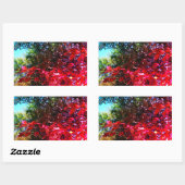 Sticker Rectangulaire Élégants arbres d'automne feuilles roses rouges (Feuille)