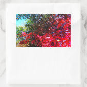 Sticker Rectangulaire Élégants arbres d'automne feuilles roses rouges (Sac)