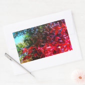 Sticker Rectangulaire Élégants arbres d'automne feuilles roses rouges (Enveloppe)