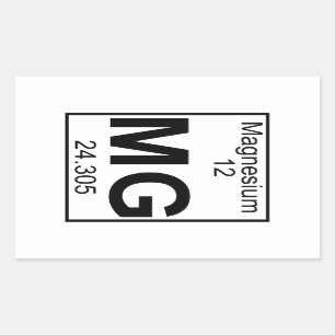 Sticker Rectangulaire Élément 012 - Mg - Magnésium (Complet)
