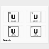 Sticker Rectangulaire Élément chimique de l'uranium, symbole formule chi (Feuille)