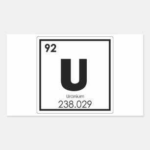 Sticker Rectangulaire Élément chimique de l'uranium, symbole formule chi