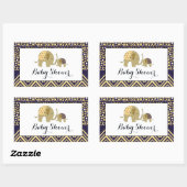 Sticker Rectangulaire Eléphant de Bohême et Baby shower Chevron (Feuille)