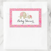 Sticker Rectangulaire Eléphant de Bohême rose et Baby shower Chevron (Sac)