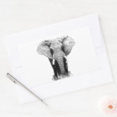 Sticker Rectangulaire Eléphant noir et blanc (Enveloppe)