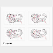 Sticker Rectangulaire éléphant orné (Feuille)