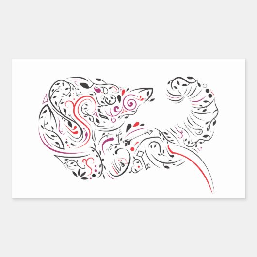 Sticker Rectangulaire éléphant orné (Devant)