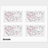 Sticker Rectangulaire éléphant orné (Feuille)