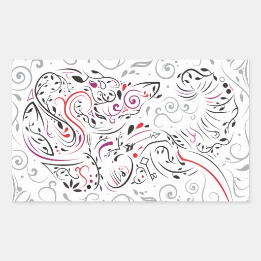 Sticker Rectangulaire éléphant orné (Devant)