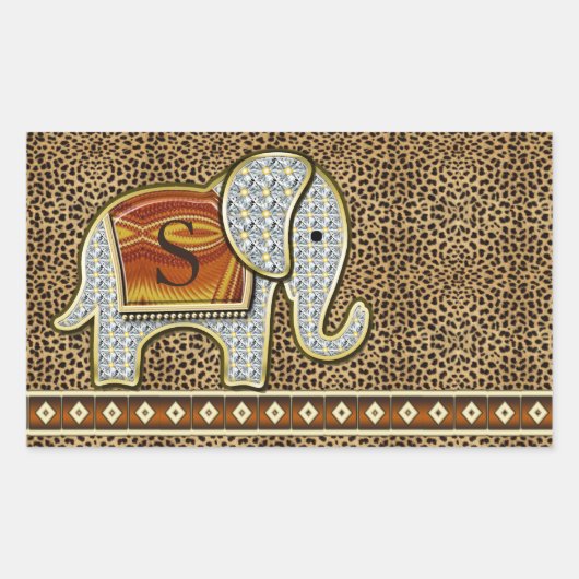 Sticker Rectangulaire Elephant Walk Monogram Cheetah ID390 (Devant)