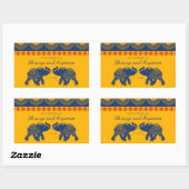Sticker Rectangulaire Eléphants à thème indiens en Mariage bleu royal (Feuille)