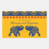 Sticker Rectangulaire Eléphants à thème indiens en Mariage bleu royal (Devant)