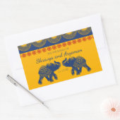 Sticker Rectangulaire Eléphants à thème indiens en Mariage bleu royal (Enveloppe)