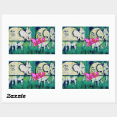 Sticker Rectangulaire éléphants grafitti (Feuille)