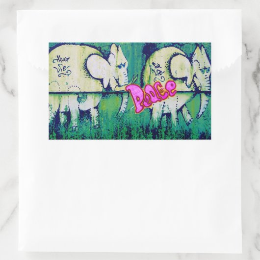 Sticker Rectangulaire éléphants grafitti (Sac)