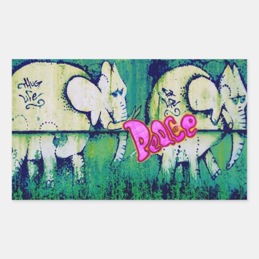Sticker Rectangulaire éléphants grafitti (Devant)
