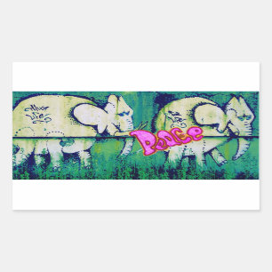 Sticker Rectangulaire éléphants grafitti
