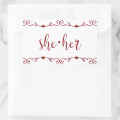 Sticker Rectangulaire Elle dans Red Fancy Doodles (Sac)